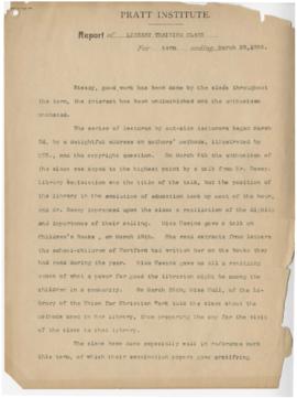 Pratt Institute Report of Library Training Class For term ending March 29. 1896