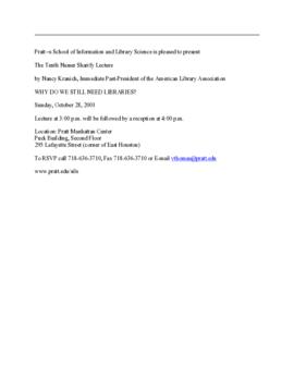 Announcement for Tenth Nasser Sharify Lecture