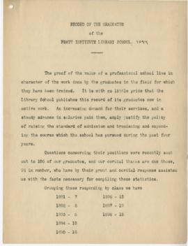 Record of the Graduates of the Pratt Institute Library School 1899